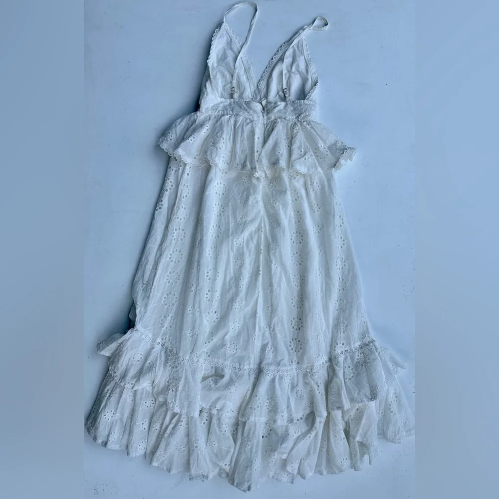 NWT Line and Dot White Pixie Eyelet Lace Maxi Dress, Straps, Cotton, XS - Picture 9 of 12